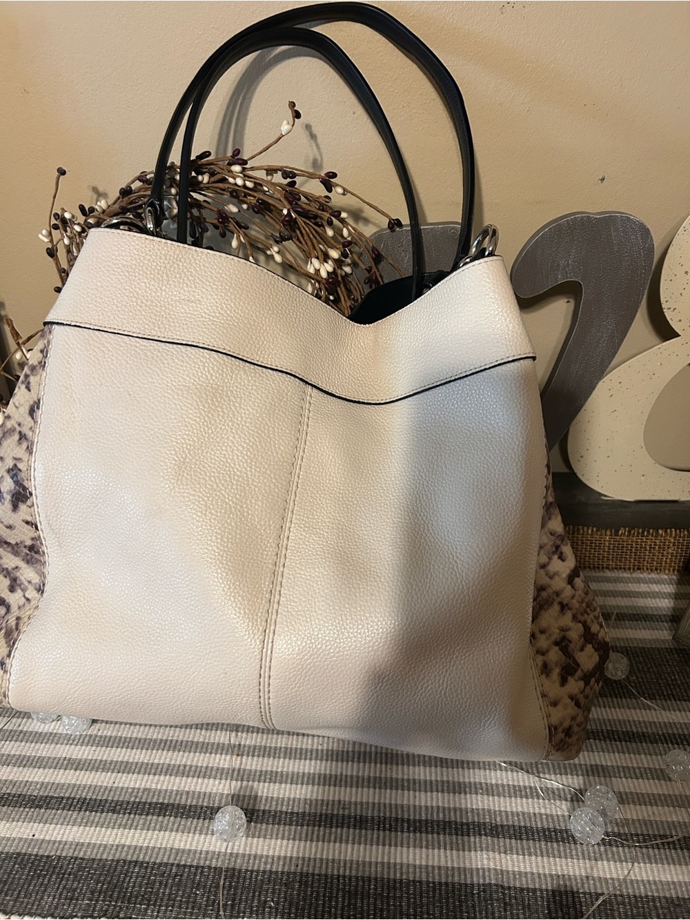 Coach Eddie Carryall F36705 Pebbled Leather Python Embossed 3-Compartment - Picture 4 of 10